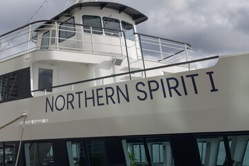 Fototapeta premium Northern Spirit, a 3 level passenger yacht style dining vessel, City Cruises, docked in Toronto harbour