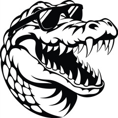 Monochrome showcases a cool crocodile wearing shades and revealing sharp teeth