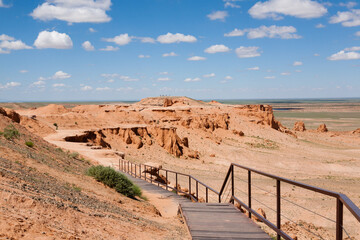 Flaming Cliffs rocks landscape, Mongolia. Gobi desert