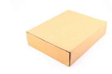 closed brown cardboard corrugated box for product packaging and shipping