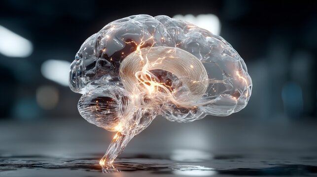 Dynamic digital brain pulses with vibrant neural energy, representing innovation, intelligence, and complex thought processes.