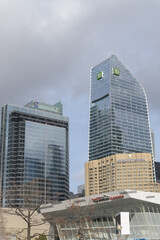Obraz premium exterior buildings seen from Bremner Blvd incl Ripley's Aquarium of Canada, InterContinental Toronto Centre, TD Terrace, RBC WaterPark Place, Toronto