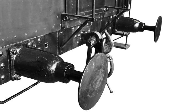 A classic black and white photograph of an old train locomotive, suitable for use in historical or nostalgic contexts