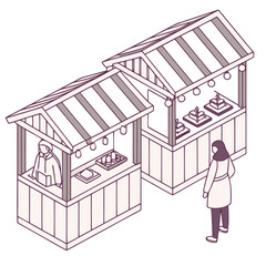 Vector Graphic: Fair Kiosk and People
