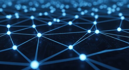 Abstract network connection background with glowing blue dots and lines.
