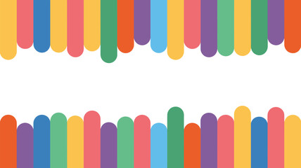 Colorful rounded rectangles arranged in two rows on a white background creating a frame effect