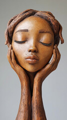 an elegant abstract sculpture of a female head