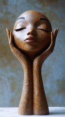 an elegant abstract sculpture of a female head