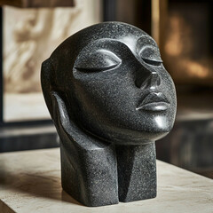 an elegant abstract sculpture of a female head