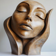 an elegant abstract sculpture of a female head