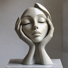 an elegant abstract sculpture of a female head