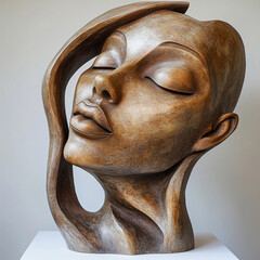 an elegant abstract sculpture of a female head