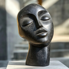 an elegant abstract sculpture of a female head