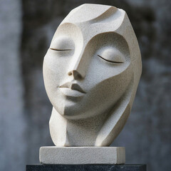 an elegant abstract sculpture of a female head