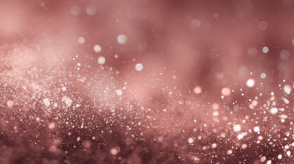 Silver bokeh light particles floating over dusty rose textured background