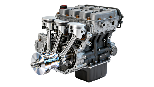 Detailed internal combustion engine cutaway with pistons and crankshaft engine, internal combustion engine, cutaway, pistons, crankshaft, engine block, mechanical, engineering, automotive, automobile,