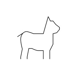 A minimalist line drawing of a stylized animal figure standing in profile with a short tail shown