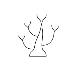 Illustration of a minimalist tree with a thick trunk and several thin branches extending outwards and upwards