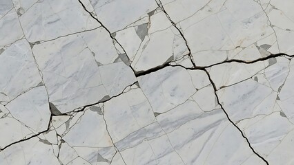 Cracked White Marble Surface with Gray Veins stone