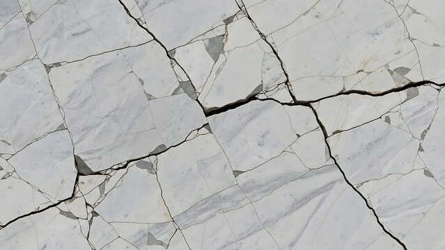 Cracked White Marble Surface with Gray Veins stone