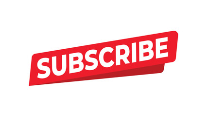 Red subscribe button with shadow effect, a compelling call to action for online content, social media, and digital marketing platforms. Vector