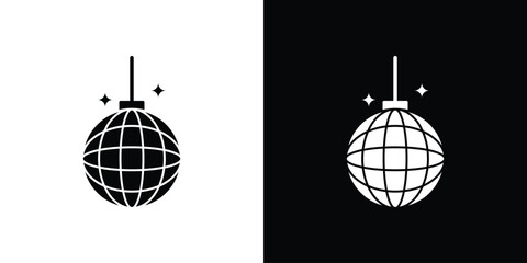 Disco ball icons editable flat black and white icons pack. Vector EPS10