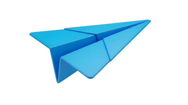 Fly high with this light blue paper airplane, a symbol of journeys, innovation, and dreams taking flight, ideal for tech, travel and creativity themes