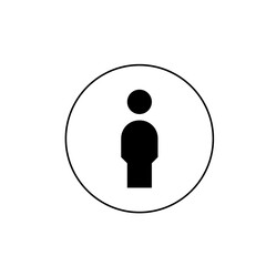 Illustration of a simple black silhouette of a person inside a white circle on a white background