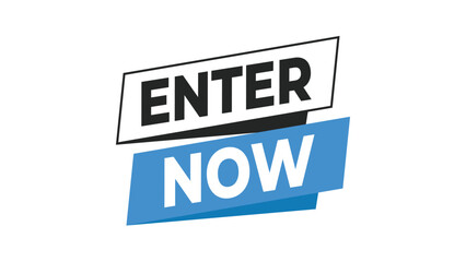 Enter now text on a modern banner design, a dynamic call to action for promotions, contests, registration, or immediate participation. vector graphic Vector