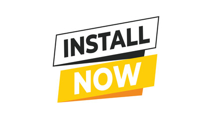Install now button banner illustration. call to action message for software download, application, website, marketing, promotion. isolated on white. Vector