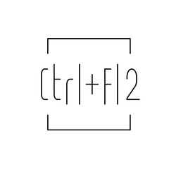 Illustration of a keyboard shortcut command control plus f twelve enclosed in square brackets outline