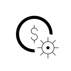 Simple black and white icon representing financial process management or recurring revenue cycle optimization