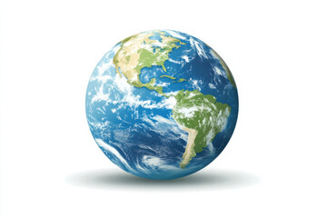 Fototapeta premium Planet earth rotating, showing north and south america continents on white background