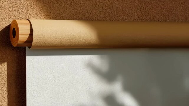 Minimalist scroll mock-up hanging on textured wall