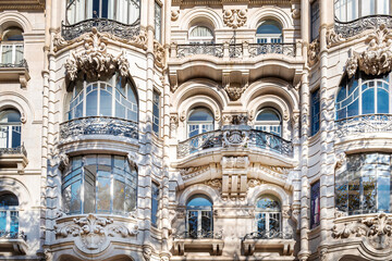 Beautiful and luxury building's facade from XIX Century in the Avenida da Liberdade, Freedom...