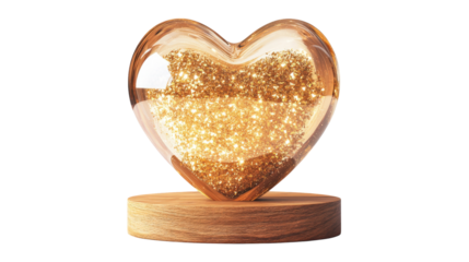 Golden Glitter Heart Shape Object isolated on a transparent background