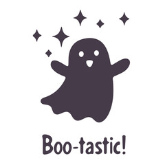 Whimsical halloween ghost with stars and boo tastic text creating a festive holiday illustration