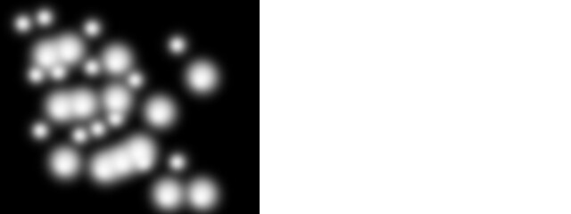 Abstract background with blurred white bokeh light spot pattern on black isolated on transparent background