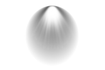 Abstract sphere shape with soft light rays emanating from the top isolated on transparent background