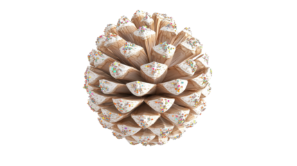 Pinecone with White Frost and Sprinkles isolated on a transparent background