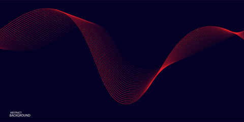 Abstract red wave line pattern on dark blue background. Futuristic technology concept. Suit for banner, poster, cover, brochure, flyer, website