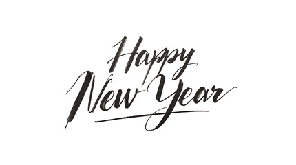 Fototapeta premium Happy new year text in silver glitter on a black background for new year celebration event