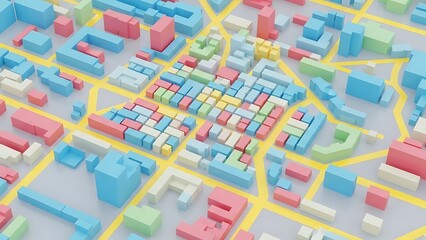 Colorful miniature cityscape with roads and buildings