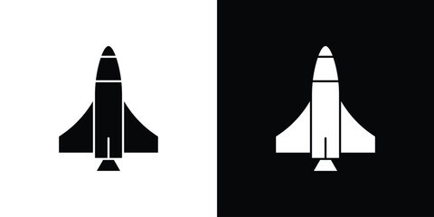 Space shuttle icons editable flat black and white icons pack. Vector EPS10