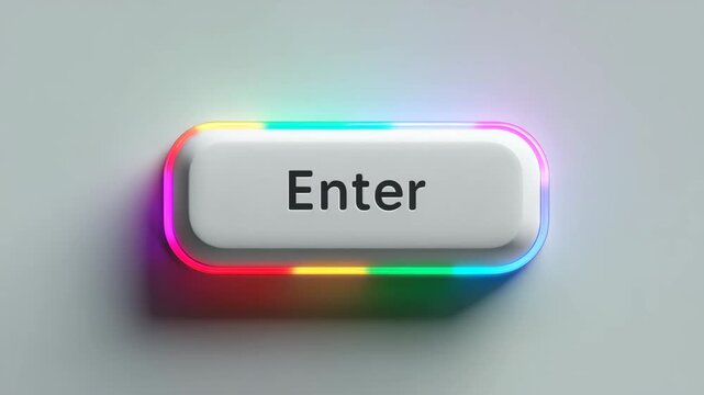Illuminated enter button with rainbow glow