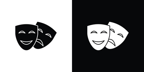 Theater masks icons editable flat black and white icons pack. Vector EPS10