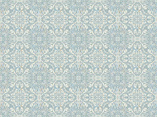 intricate Seamless pattern. Blue ornate background in oriental bohemian style. Traditional Moroccan, Indian, and Arabic decorative art for textiles, wallpaper, stationery, home decor