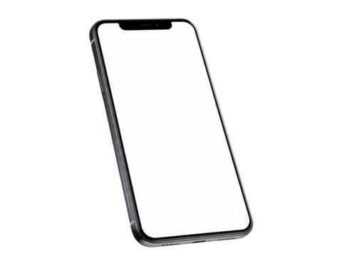 Modern smartphone with blank white screen for content display
