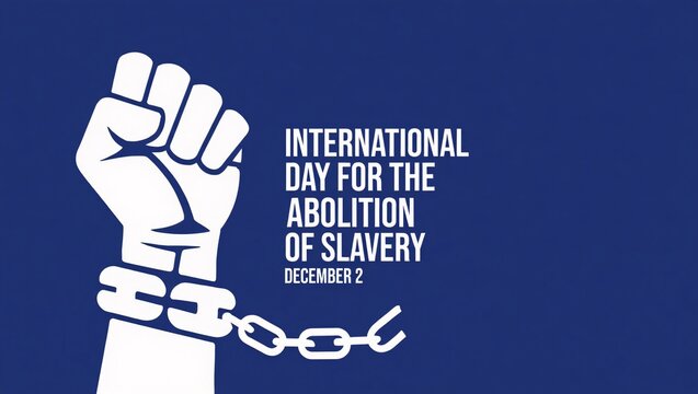 Fist raised symbolizing freedom from slavery international day