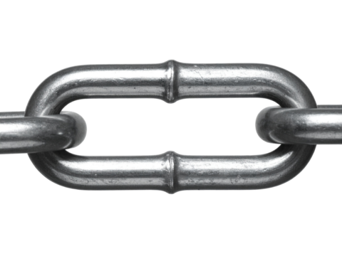 Strong metal chain link close-up showing connection and security